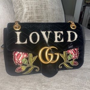 GUCCI Medium GG Marmont Velvet Metalassé Loved Shoulder Bag